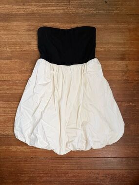 A New Day Strapless Black and White Bubble Hem Dress Size Medium